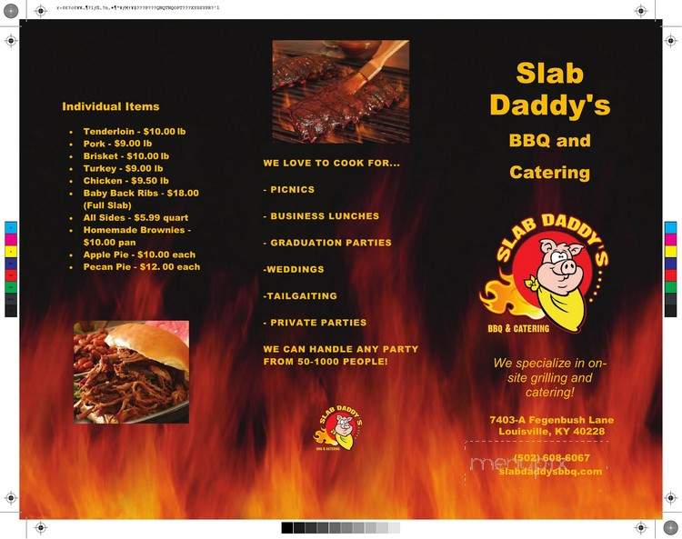Slab Daddy's BBQ and Catering - Louisville, KY menu_pic