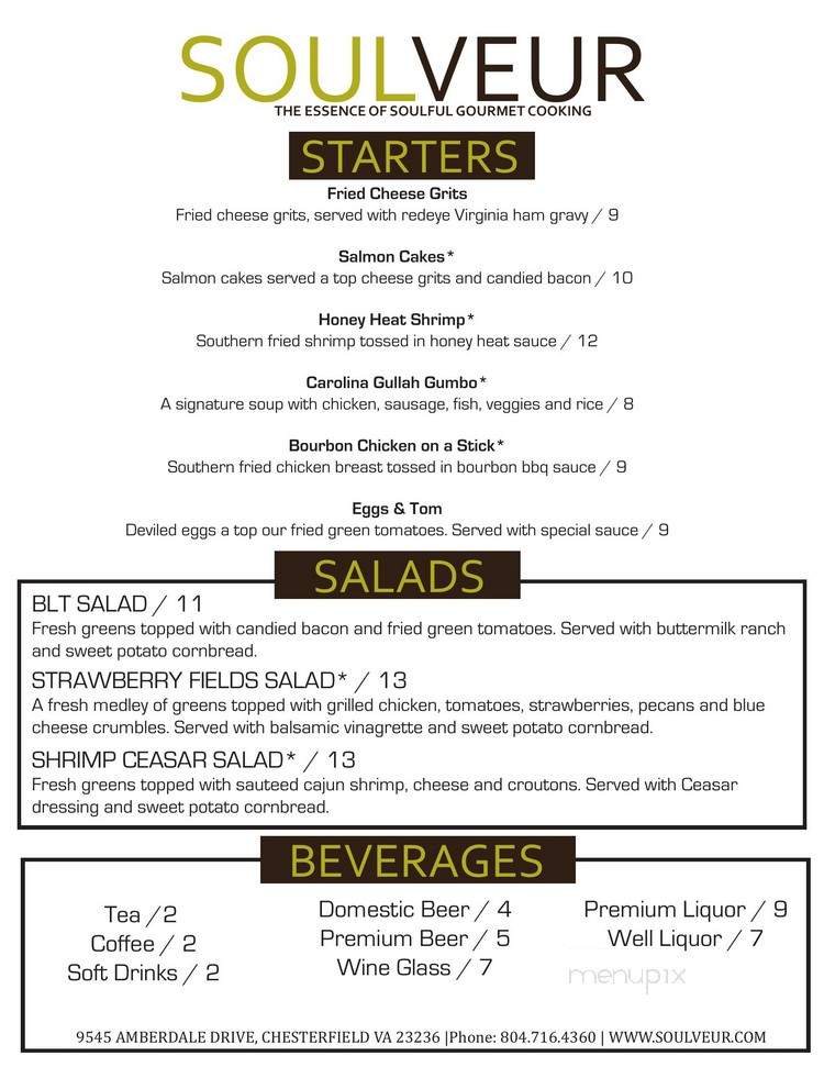 Soulveur Bistro - Chesterfield, VA menu_pic