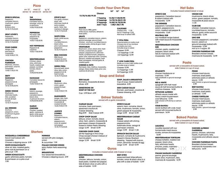 Spiro's Pizza and Pasta - Bremerton, WA menu_pic