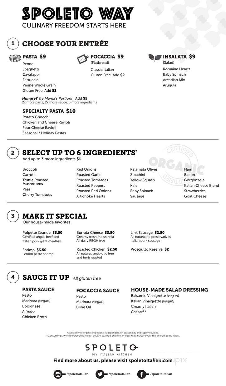 Spoleto - Miami, FL menu_pic