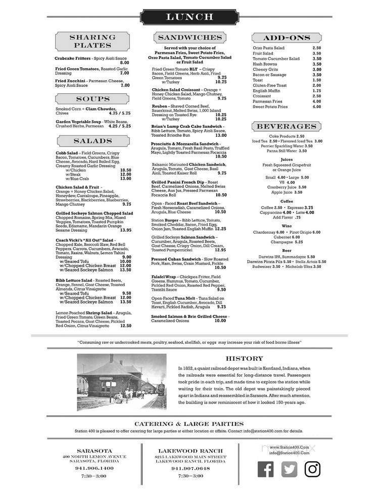 Station 400 Landings - South Sarasota, FL menu_pic