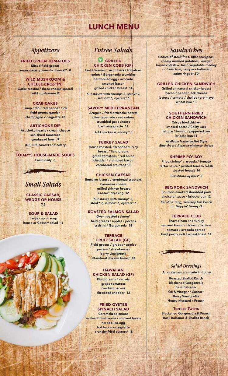 Stewart Penick's Terrace - Greenville, SC menu_pic