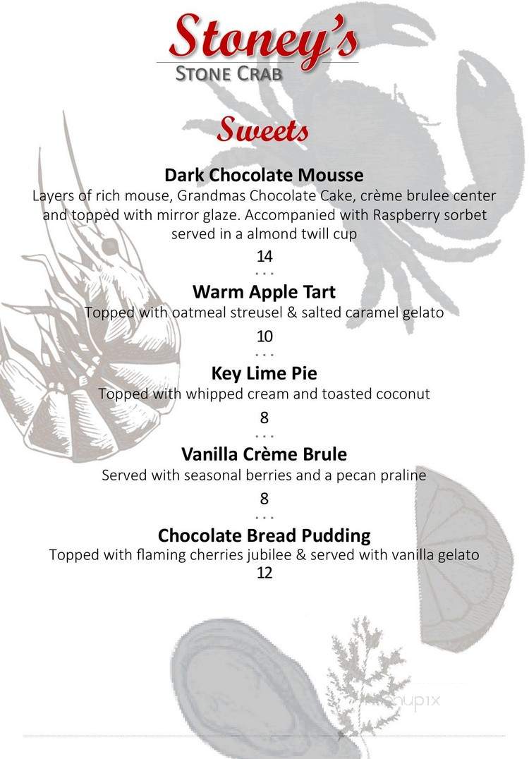 Stoney's Stone Crab - Naples, FL menu_pic