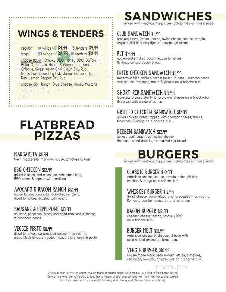 Stout Irish Sports Pub - Providence, RI menu_pic
