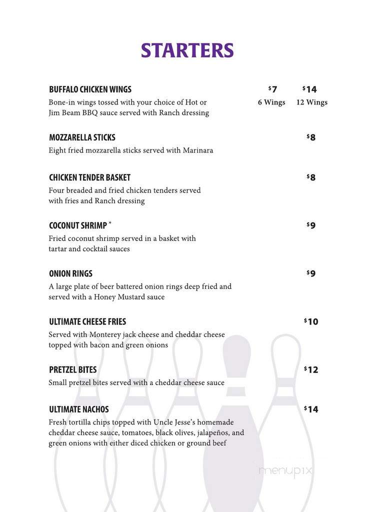 Strikes Lounge - Cherokee, NC menu_pic