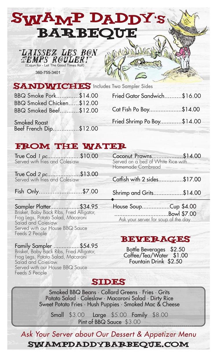 Swamp Daddy's BBQ - Sedro-Woolley, WA menu_pic