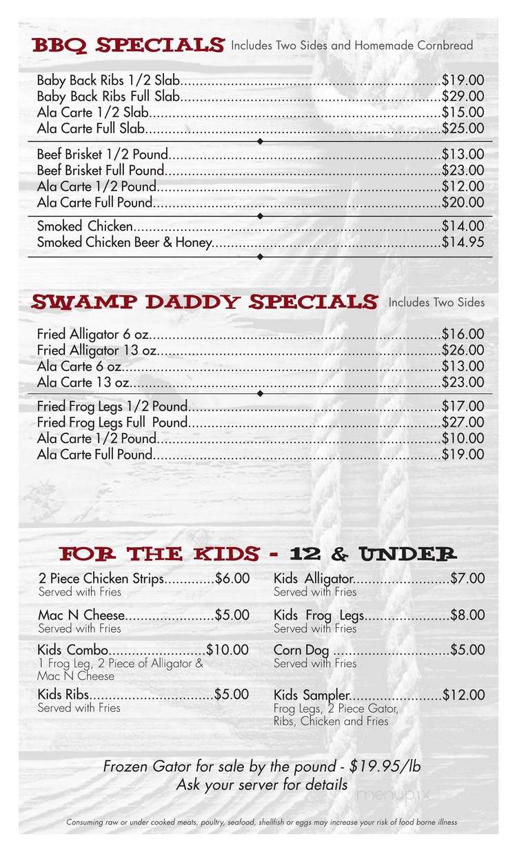 Swamp Daddy's BBQ - Sedro-Woolley, WA menu_pic