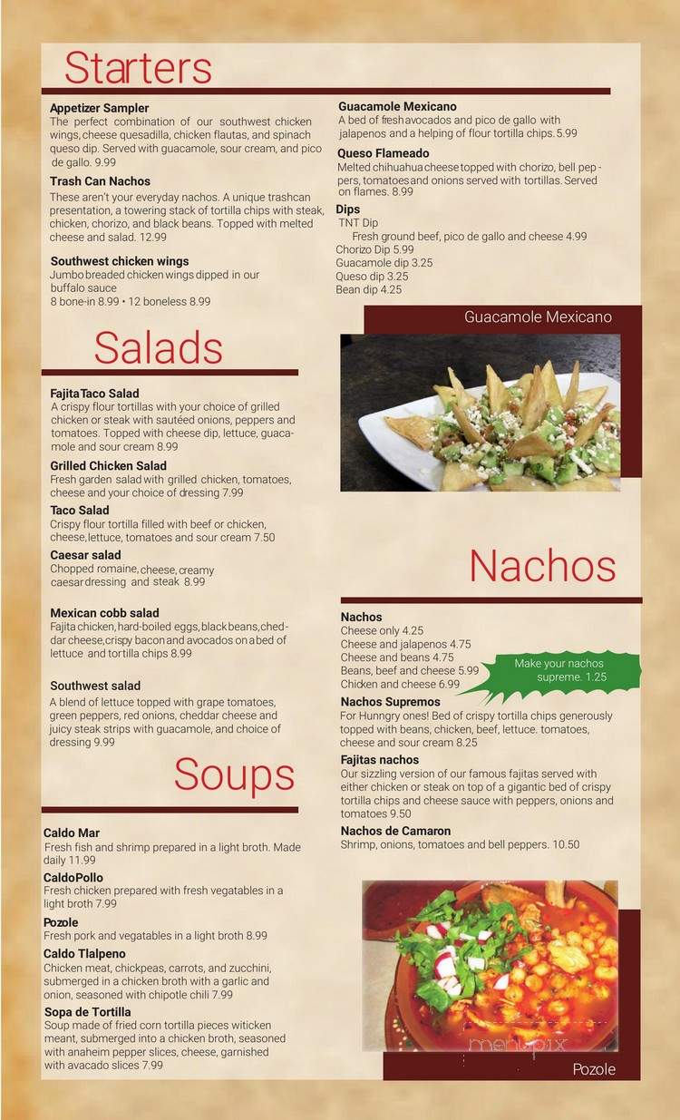 Tacos & Tequila Restaurant and Cantina - Fulton, MO menu_pic