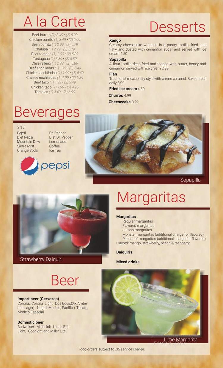 Tacos & Tequila Restaurant and Cantina - Fulton, MO menu_pic