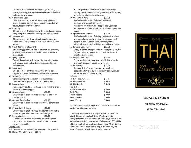Thai On Main Street - Monroe, WA menu_pic