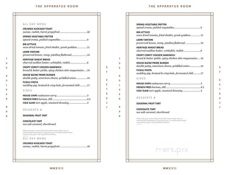 The Apparatus Room - Detroit, MI menu_pic