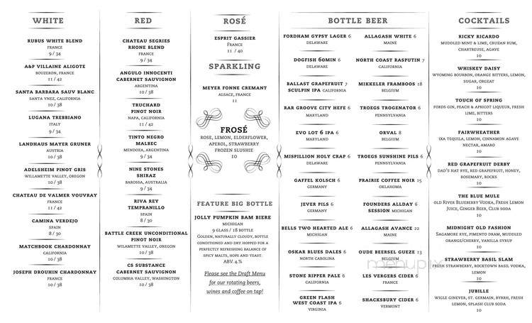 The Blue Hen - Rehoboth Beach, DE menu_pic