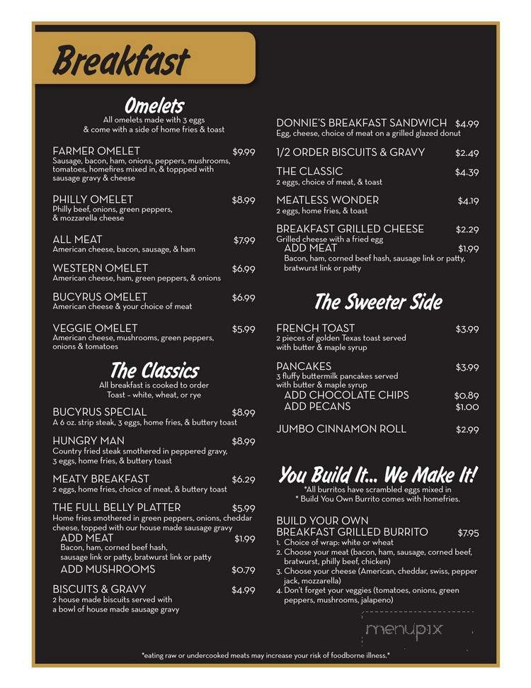 The Bucyrus Diner - Bucyrus, OH menu_pic