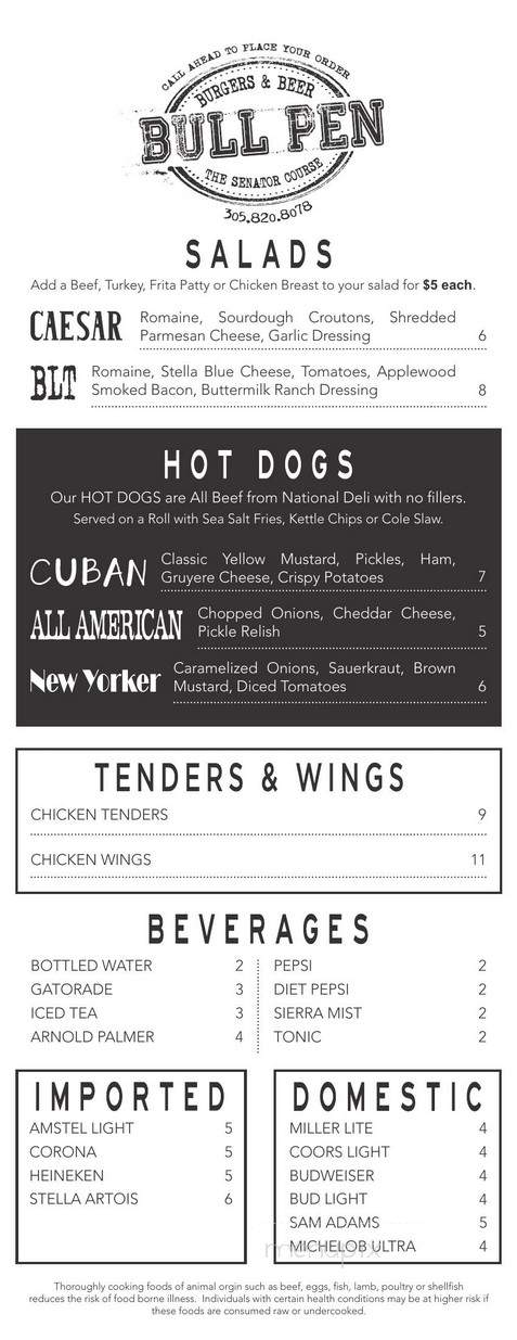 The Bull Pen - Miami Lakes, FL menu_pic