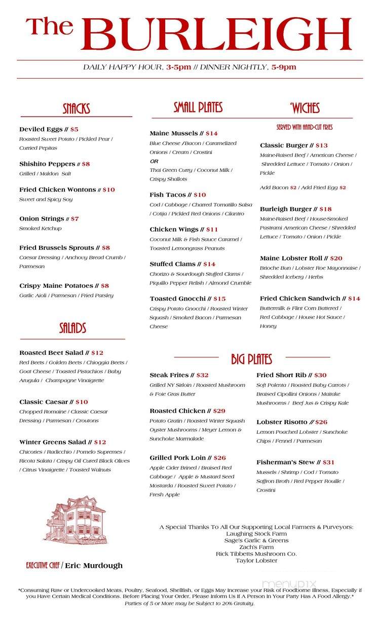 The Burleigh - Kennebunkport, ME menu_pic