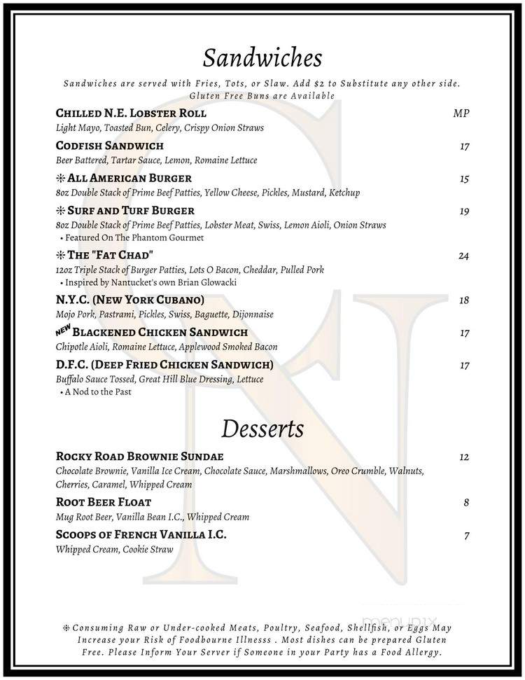 The Charlie Noble - Nantucket, MA menu_pic