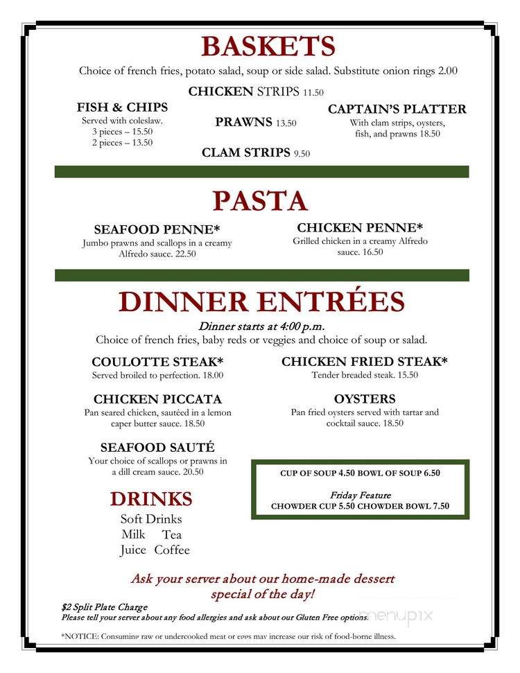 The Clubhouse Restaurant - Union, WA menu_pic