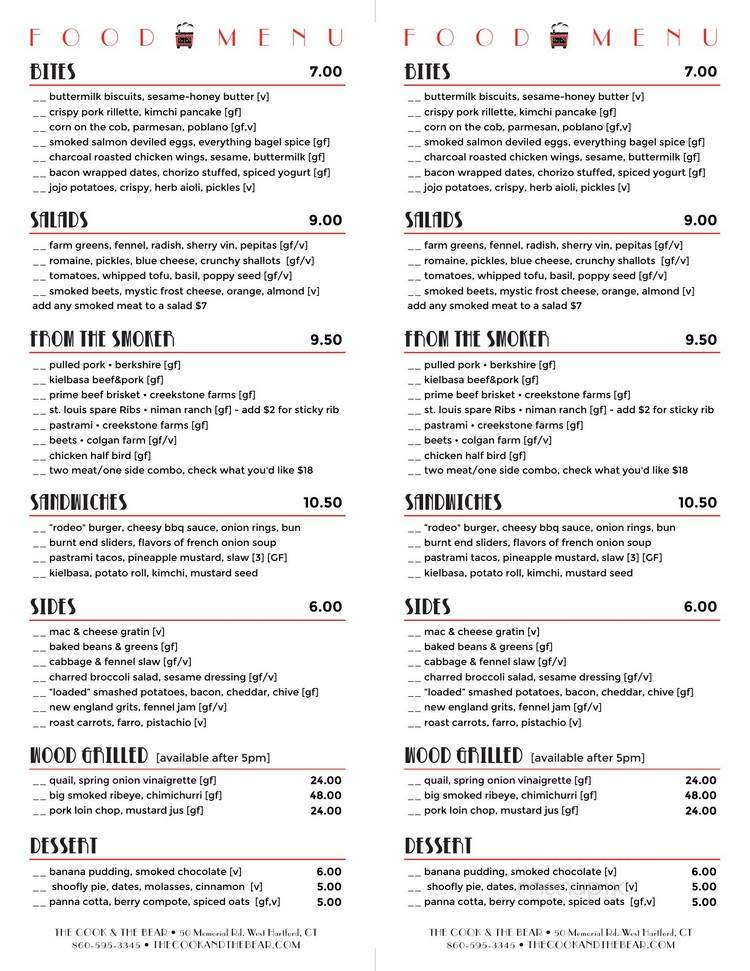 The Cook and the Bear - West Hartford, CT menu_pic