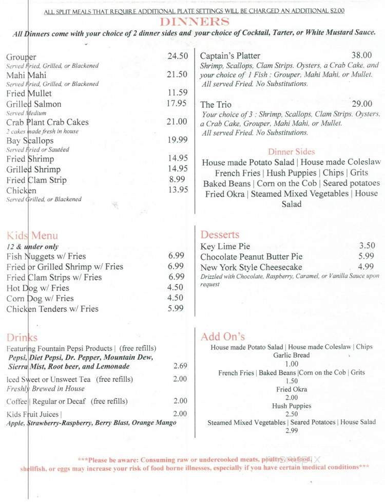 The Crab Plant - Crystal River, FL menu_pic