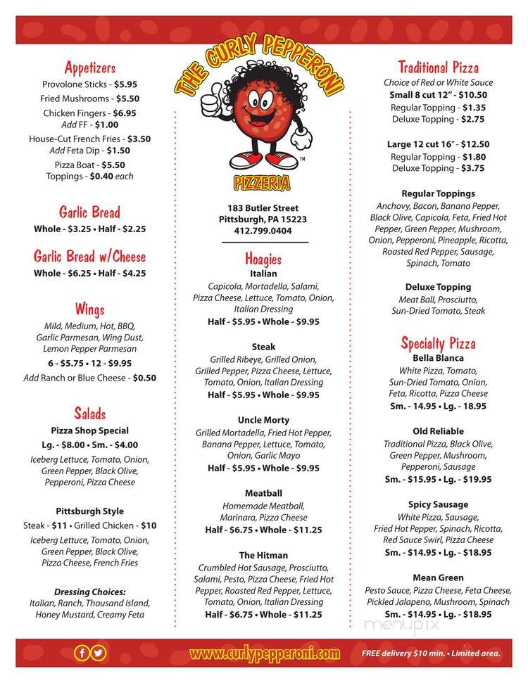 The Curly Pepperoni - Pittsburgh, PA menu_pic