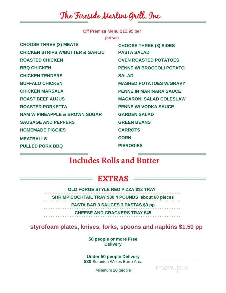 The Fireside Martini Grill - Dunmore, PA menu_pic