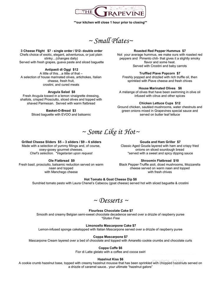The Grapevine - Morgan Hill, CA menu_pic