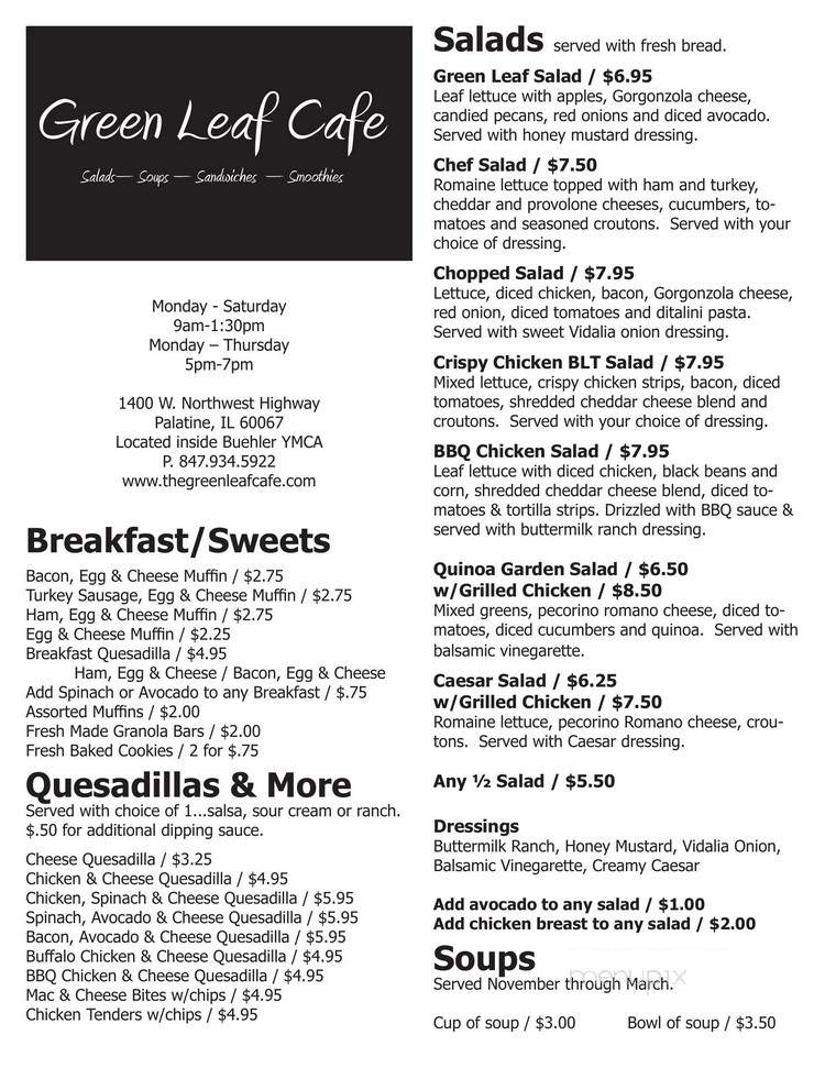 The Green Leaf Cafe - Palatine, IL menu_pic