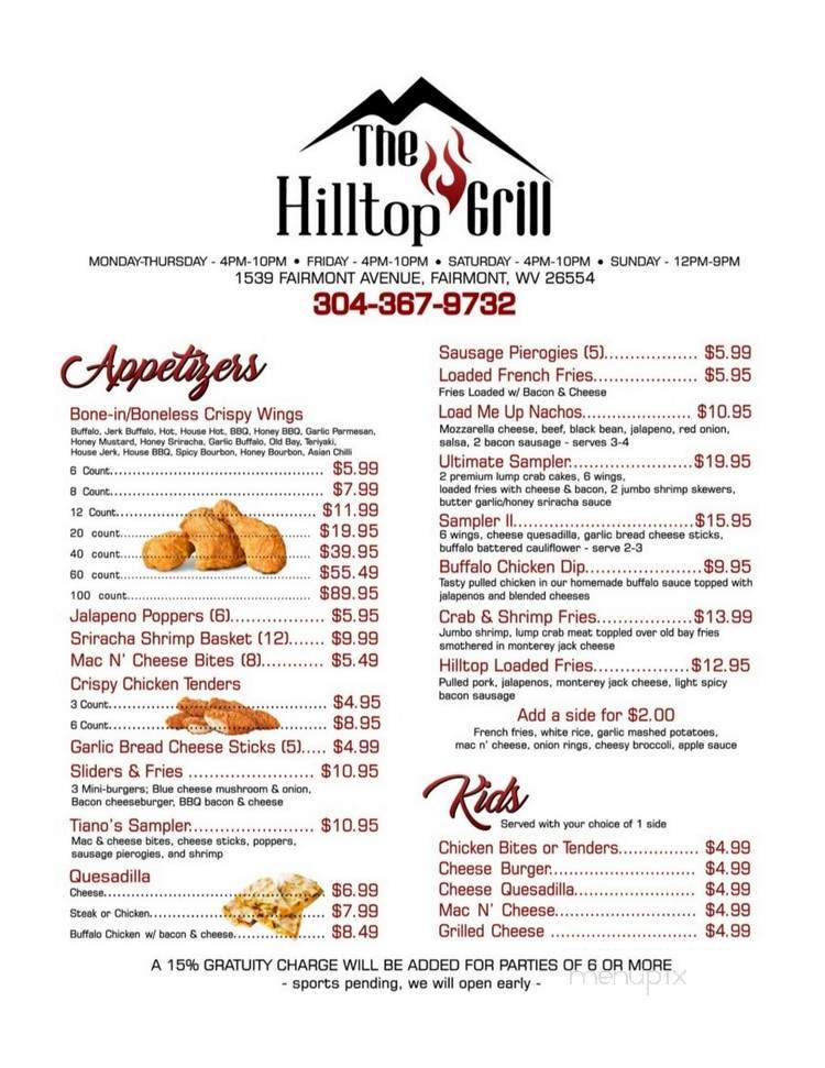 The Hilltop Grill - Fairmont, WV menu_pic