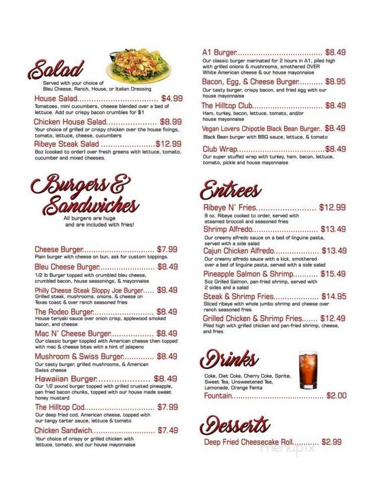The Hilltop Grill - Fairmont, WV menu_pic