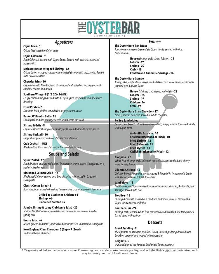 The Oyster Bar SKC - Pasadena, CA menu_pic