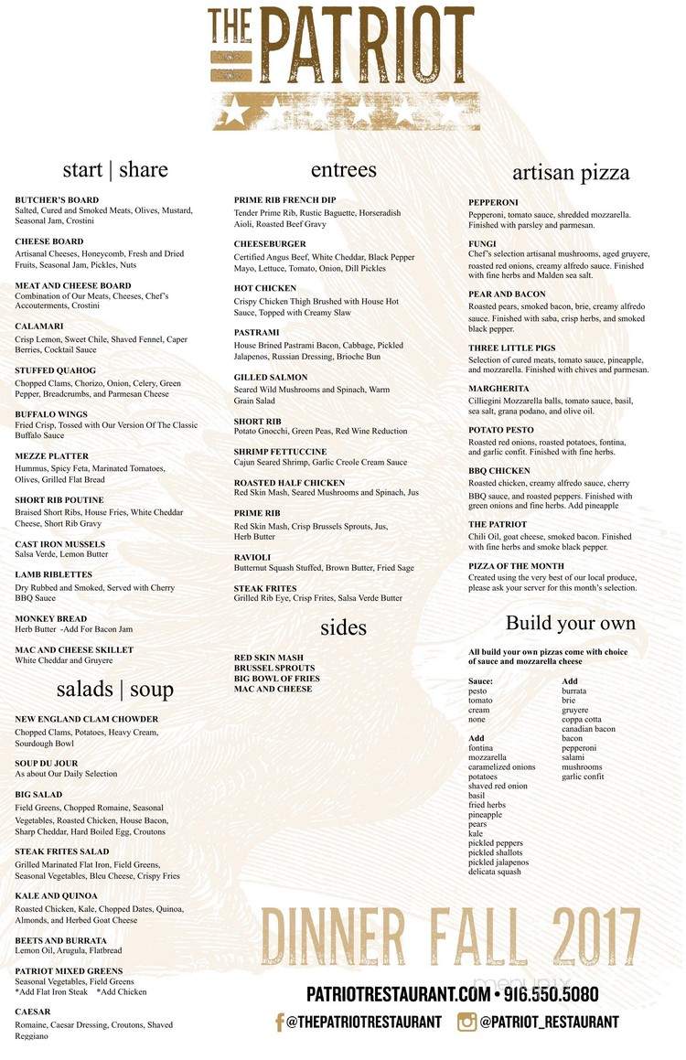 The Patriot - Carmichael, CA menu_pic