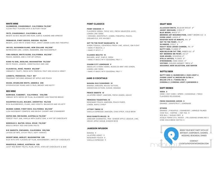 The Point Towson - Towson, MD menu_pic