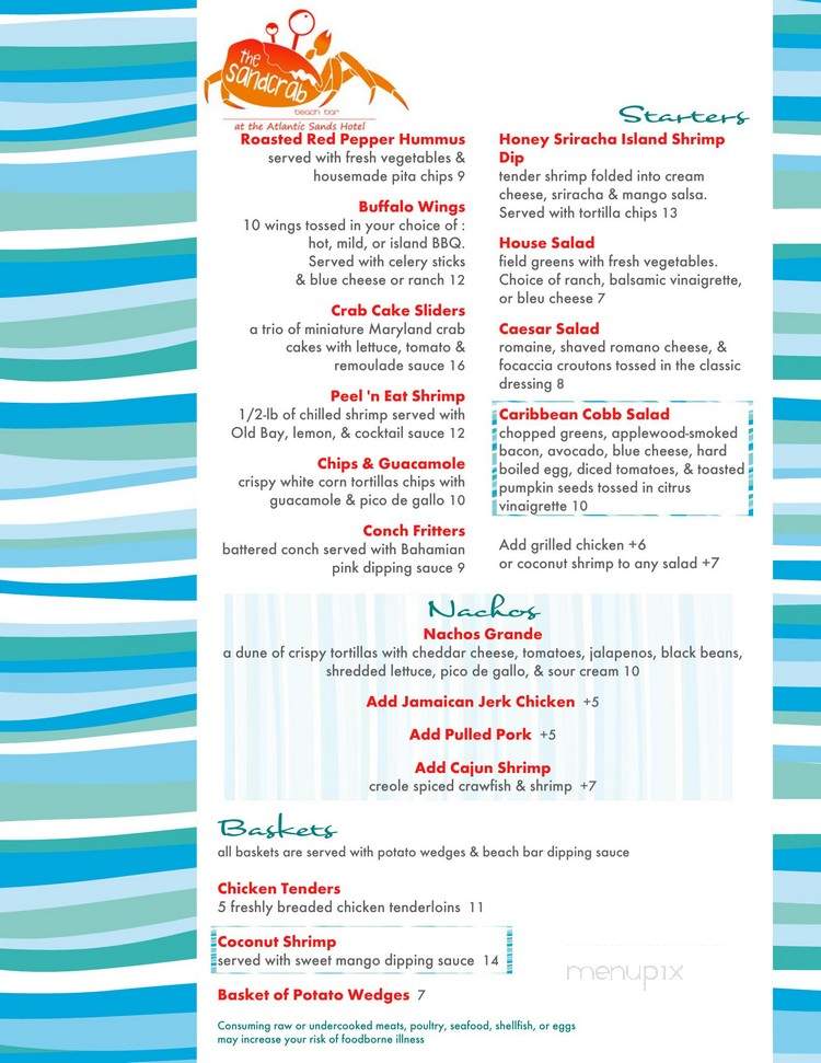 The Sand Crab - Rehoboth Beach, DE menu_pic