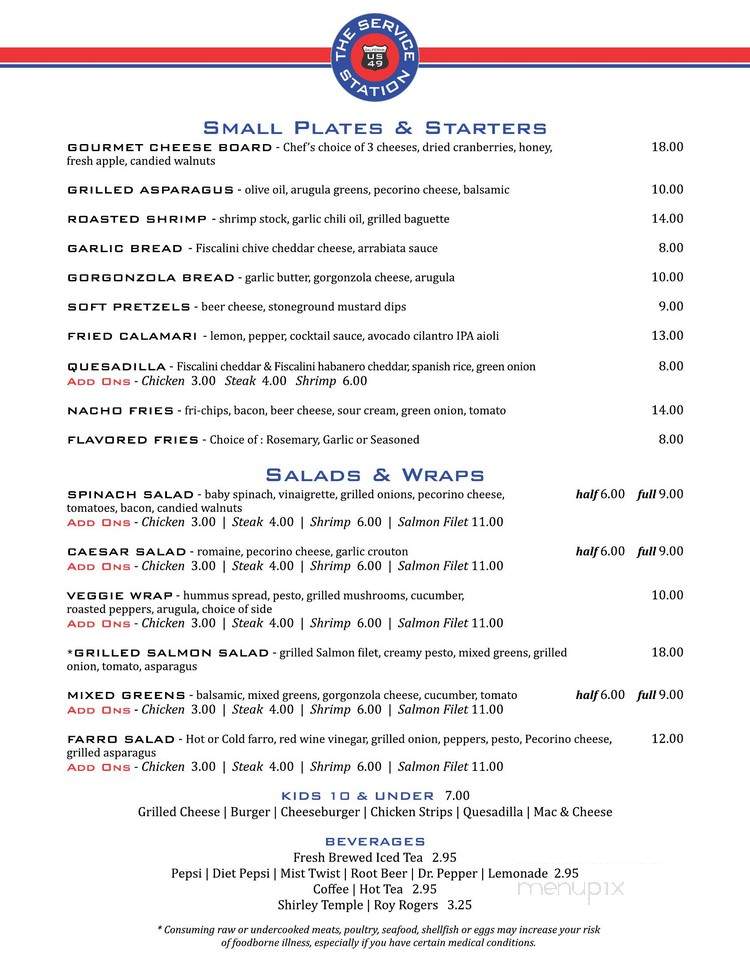 The Service Station - Jamestown, CA menu_pic