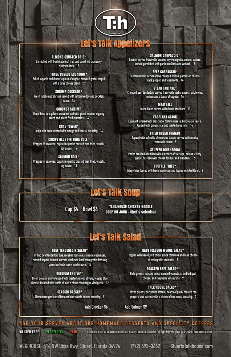 The Talk House - Stuart, FL menu_pic