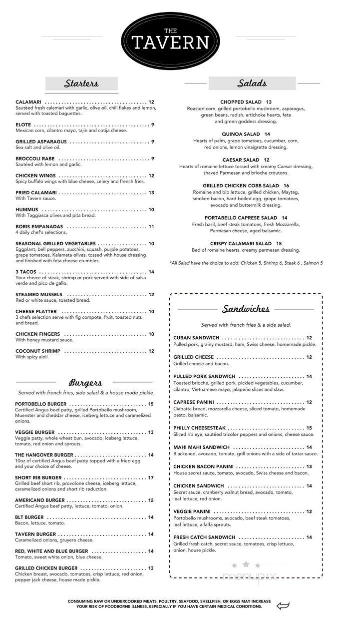 The Tavern - Miami Beach, FL menu_pic