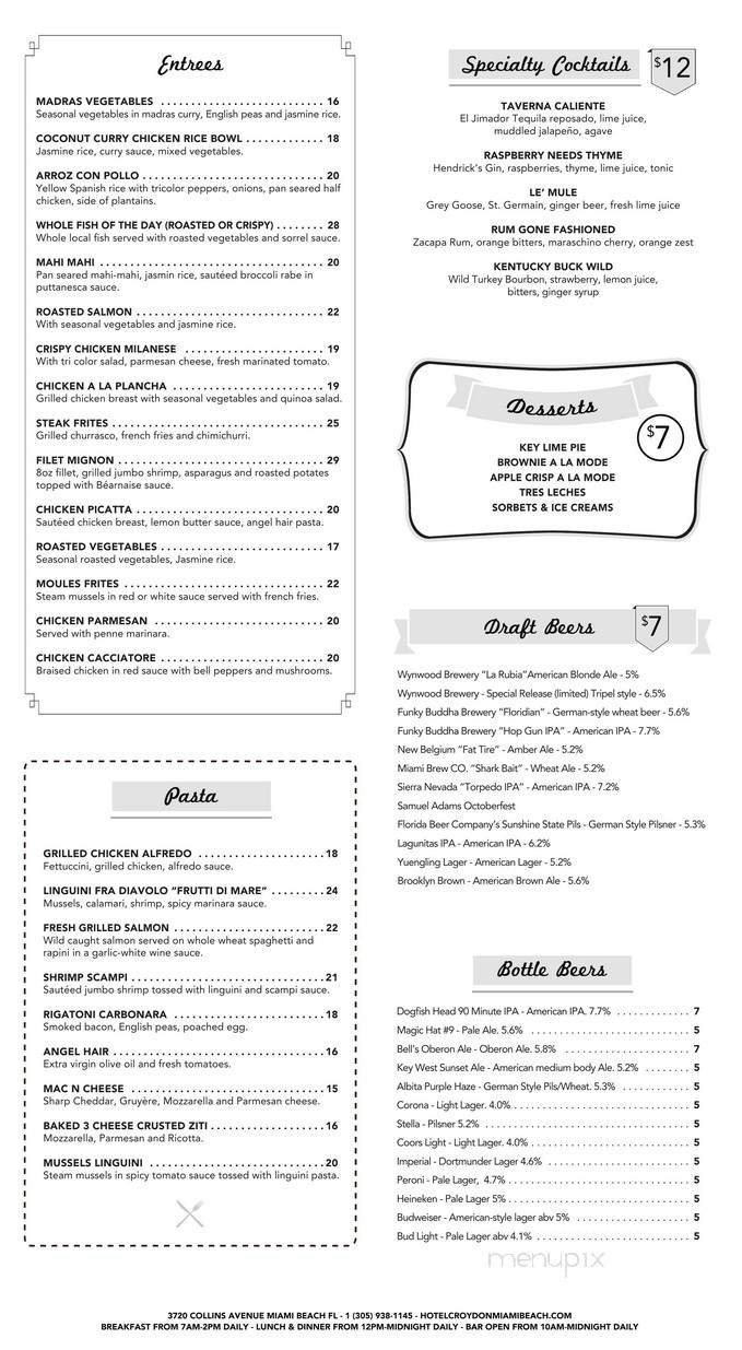 The Tavern - Miami Beach, FL menu_pic