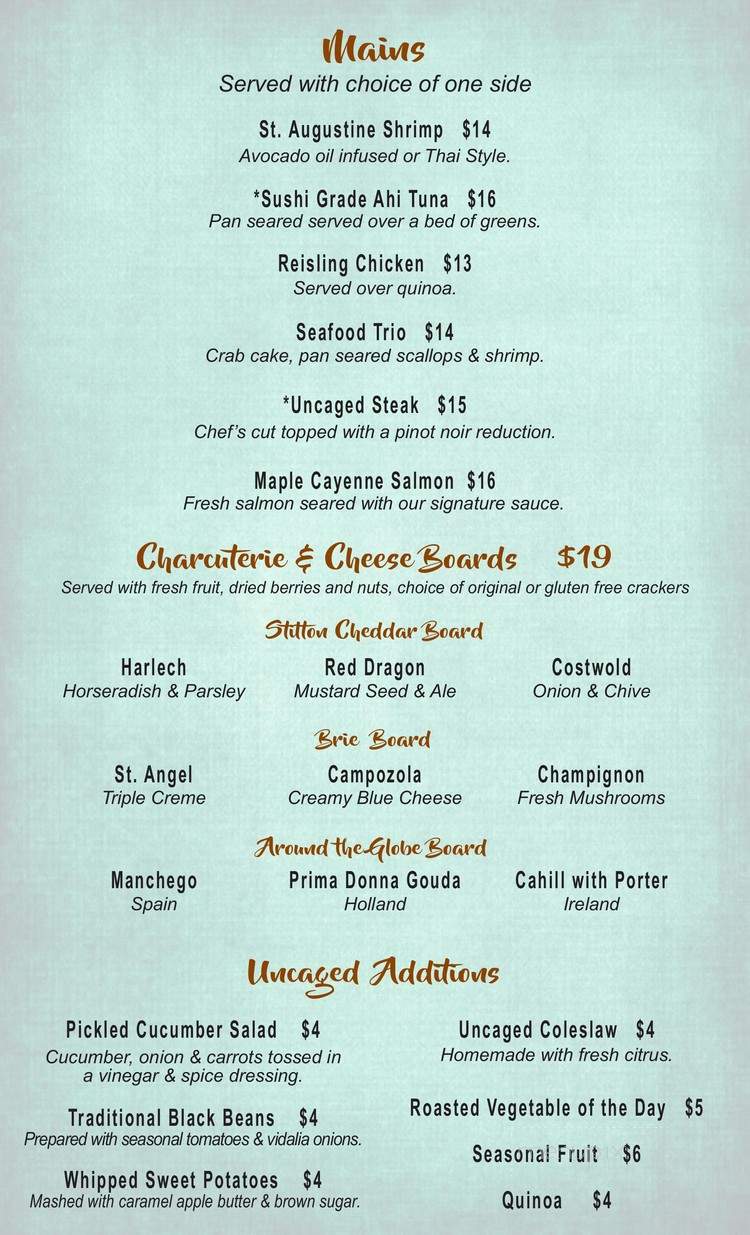 The Uncaged Cork - Saint Augustine Beach, FL menu_pic