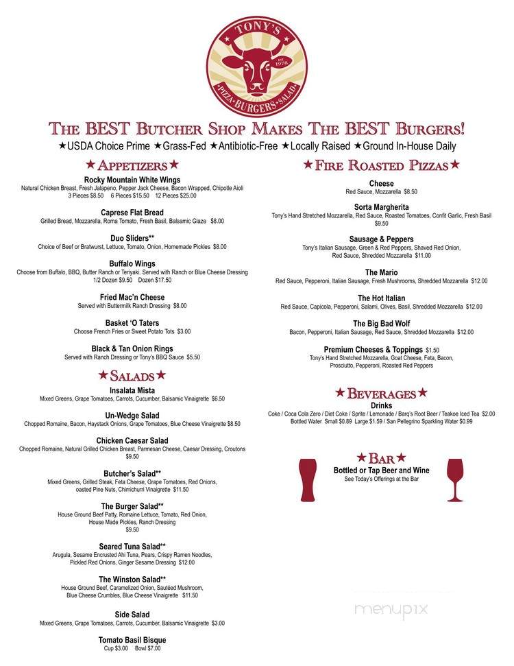 Tony's Burgers - Denver, CO menu_pic