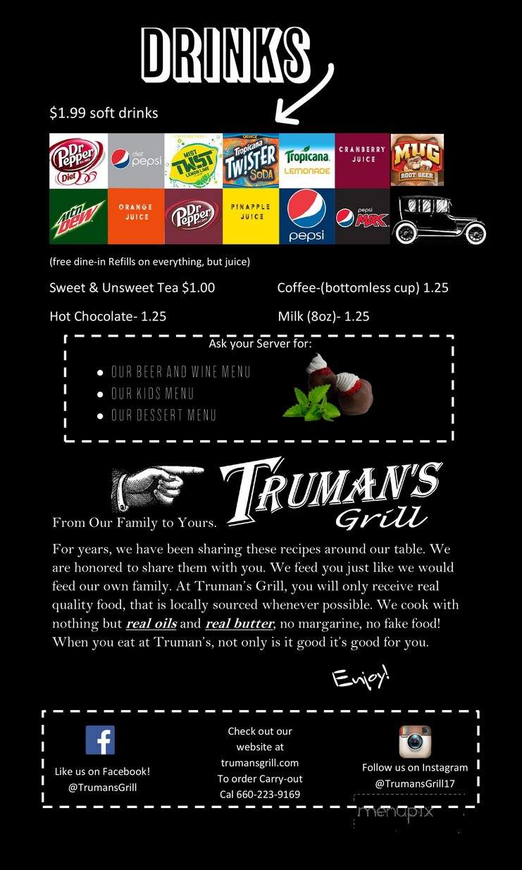 Truman's Grill - Warsaw, MO menu_pic