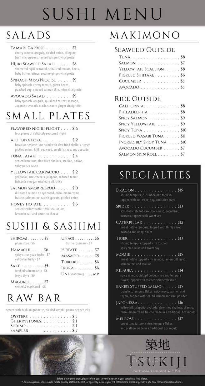 Tsukiji Bistro - Melrose, MA menu_pic