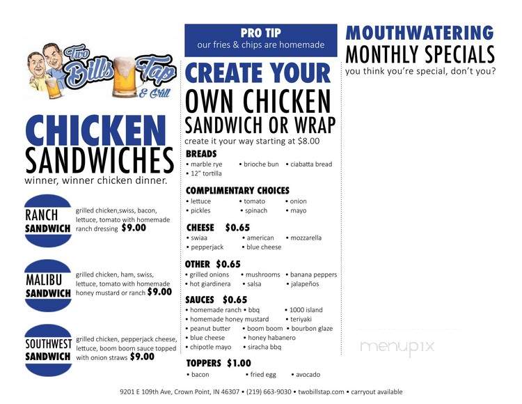 Two Bills Tap - Crown Point, IN menu_pic