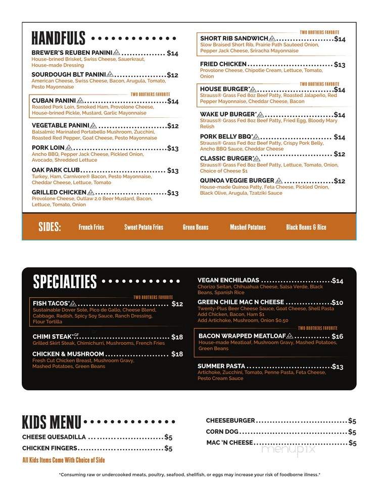 Two Brothers Social Tap - Oak Park, IL menu_pic