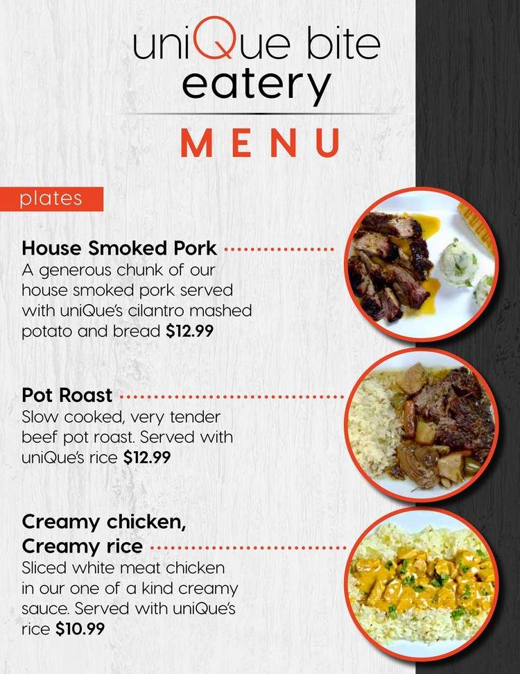 Unique Bite Eatery - Indio, CA menu_pic