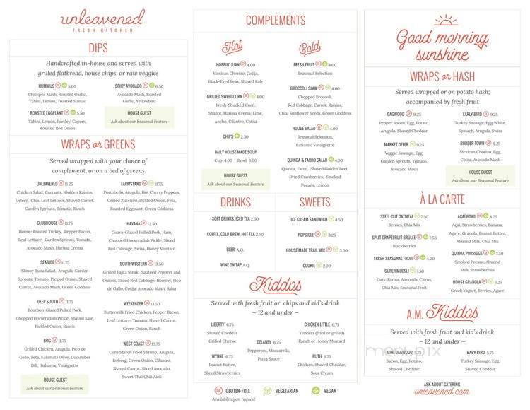 Unleavened Fresh Kitchen - Southlake, TX menu_pic