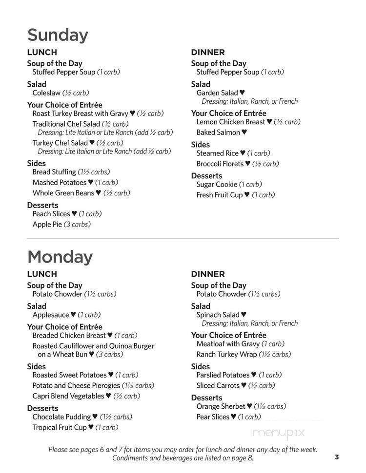 Menu of UPMC Presbyterian Cafeteria in Pittsburgh, PA 15213