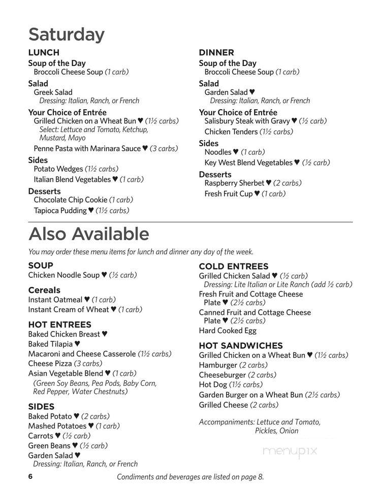 Menu of UPMC Presbyterian Cafeteria in Pittsburgh, PA 15213