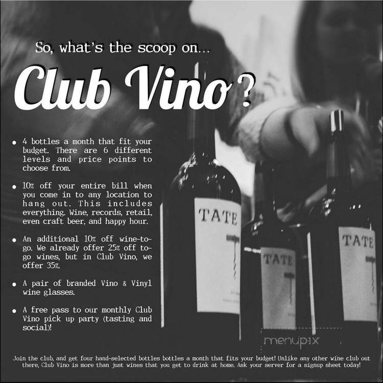 Vino & Vinyl - Sugar Land, TX menu_pic