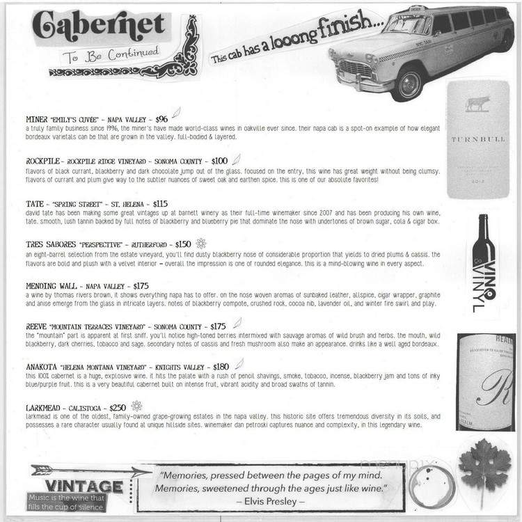 Vino & Vinyl - Sugar Land, TX menu_pic