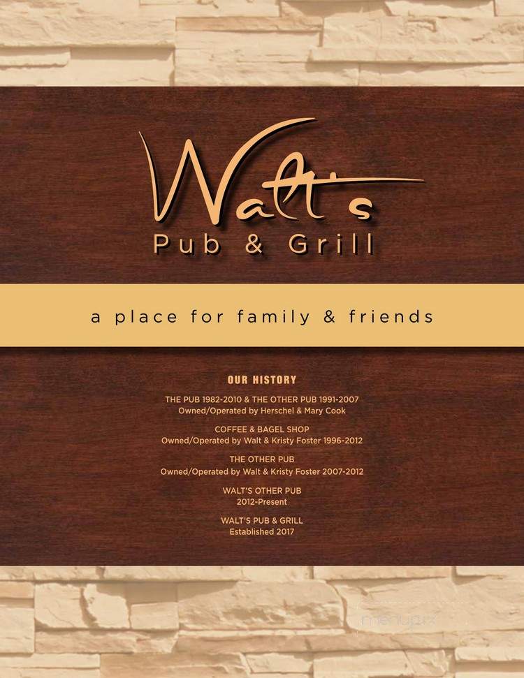 Walt's Pub and Grill - West Lafayette, IN menu_pic